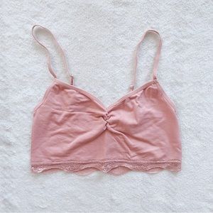 cropped pink lace top